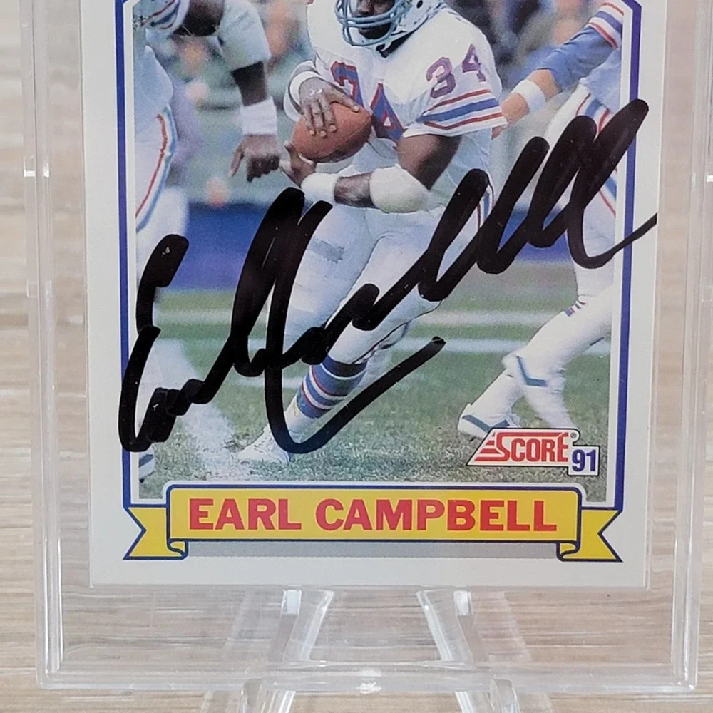 1991 Score Earl Campbell Signed Hall of Famer Autograph Card 674 Houston Oilers